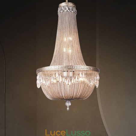 Lampada a sospensione Tassel Retro American Duplex in alluminio con catena a soffitto Lampada a sospensione Tassel Retro American Duplex in alluminio con catena a soffitto