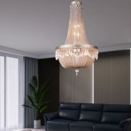 Lampada a sospensione Tassel Retro American Duplex in alluminio con catena a soffitto