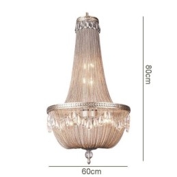 Lampada a sospensione Tassel Retro American Duplex in alluminio con catena a soffitto