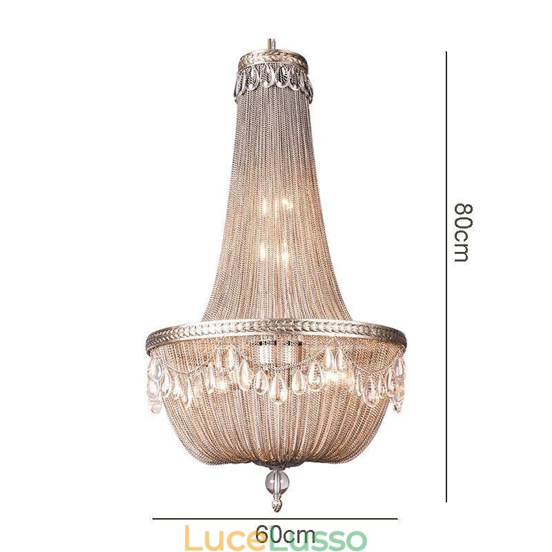Lampada a sospensione Tassel Retro American Duplex in alluminio con catena a soffitto