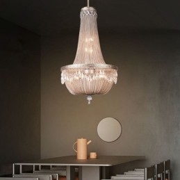 Lampada a sospensione Tassel Retro American Duplex in alluminio con catena a soffitto
