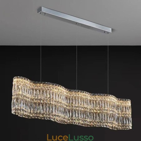 Lampada a sospensione in cristallo lungo, lampada da soffitto decorativa di lusso Lampada a sospensione in cristallo lungo, lampada da soffitto decorativa di lusso
