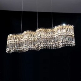 Lampada a sospensione in cristallo lungo, lampada da soffitto decorativa di lusso