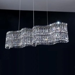 Lampada a sospensione in cristallo lungo, lampada da soffitto decorativa di lusso