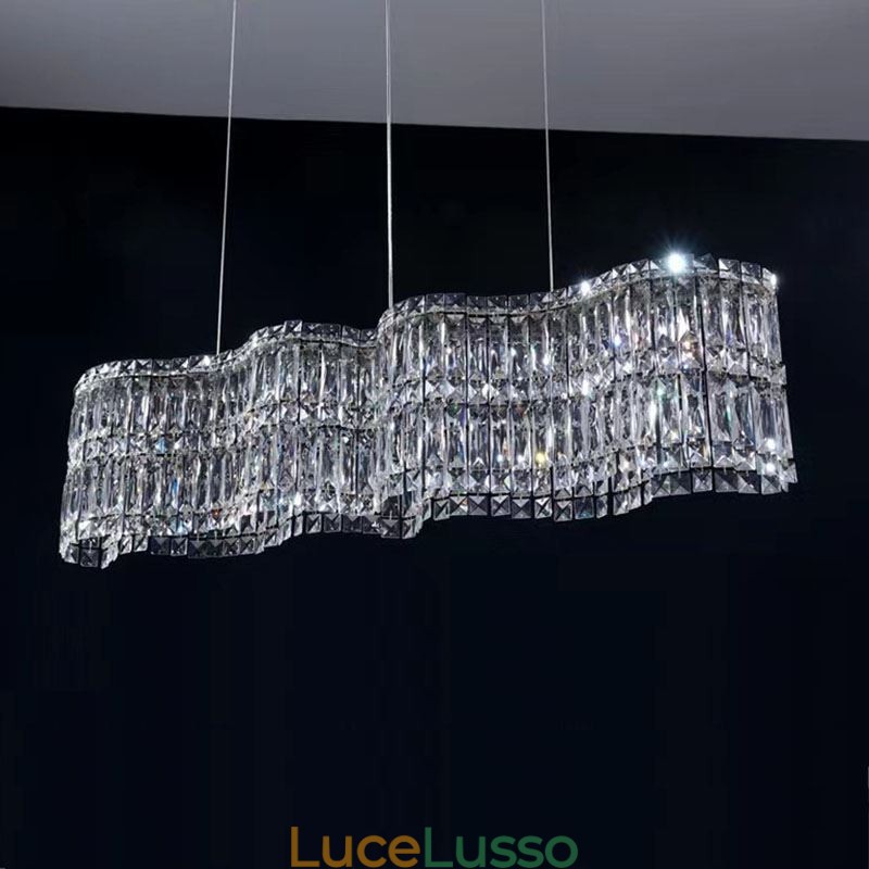 Lampada a sospensione in cristallo lungo, lampada da soffitto decorativa di lusso