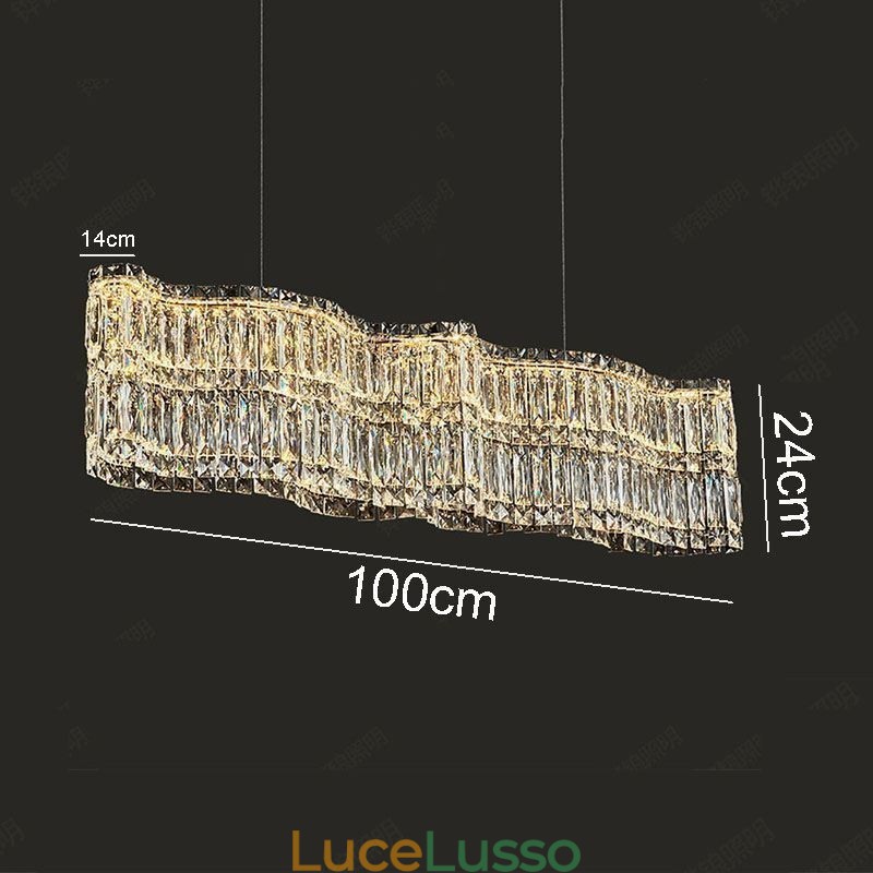 Lampada a sospensione in cristallo lungo, lampada da soffitto decorativa di lusso