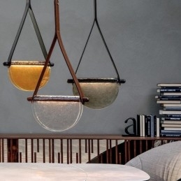 Lampada a sospensione moderna minimalista con cintura in vetro da soffitto