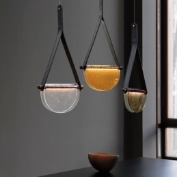 Lampada a sospensione moderna minimalista con cintura in vetro da soffitto