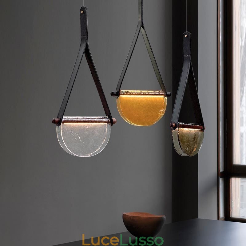 Lampada a sospensione moderna minimalista con cintura in vetro da soffitto