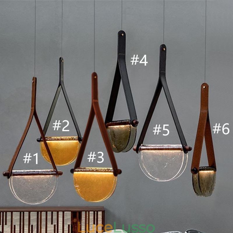 Lampada a sospensione moderna minimalista con cintura in vetro da soffitto