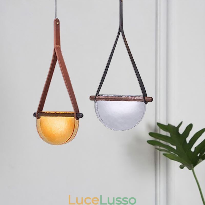 Lampada a sospensione moderna minimalista con cintura in vetro da soffitto