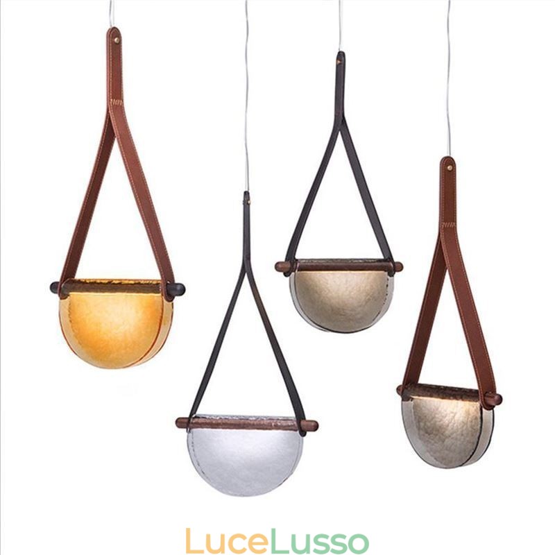 Lampada a sospensione moderna minimalista con cintura in vetro da soffitto