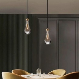 Lampada a sospensione a goccia d'acqua, moderna, minimalista, in rame, arte, lampada da soffitto