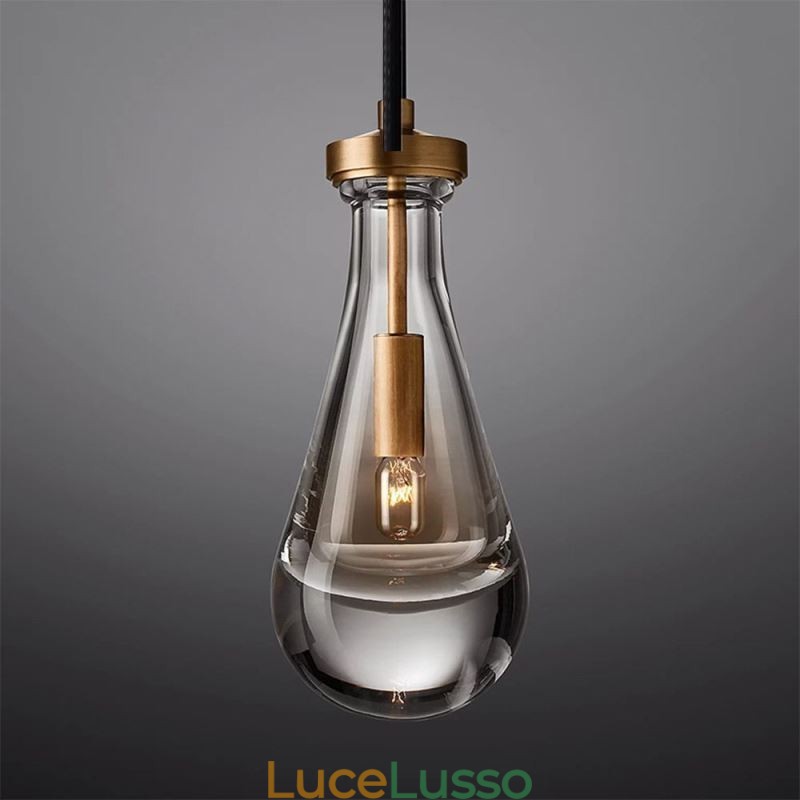 Lampada a sospensione a goccia d'acqua, moderna, minimalista, in rame, arte, lampada da soffitto