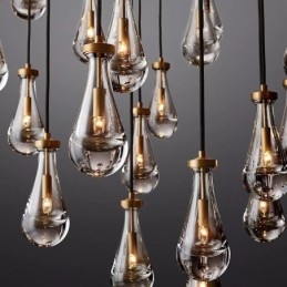 Lampada a sospensione a goccia d'acqua, moderna, minimalista, in rame, arte, lampada da soffitto