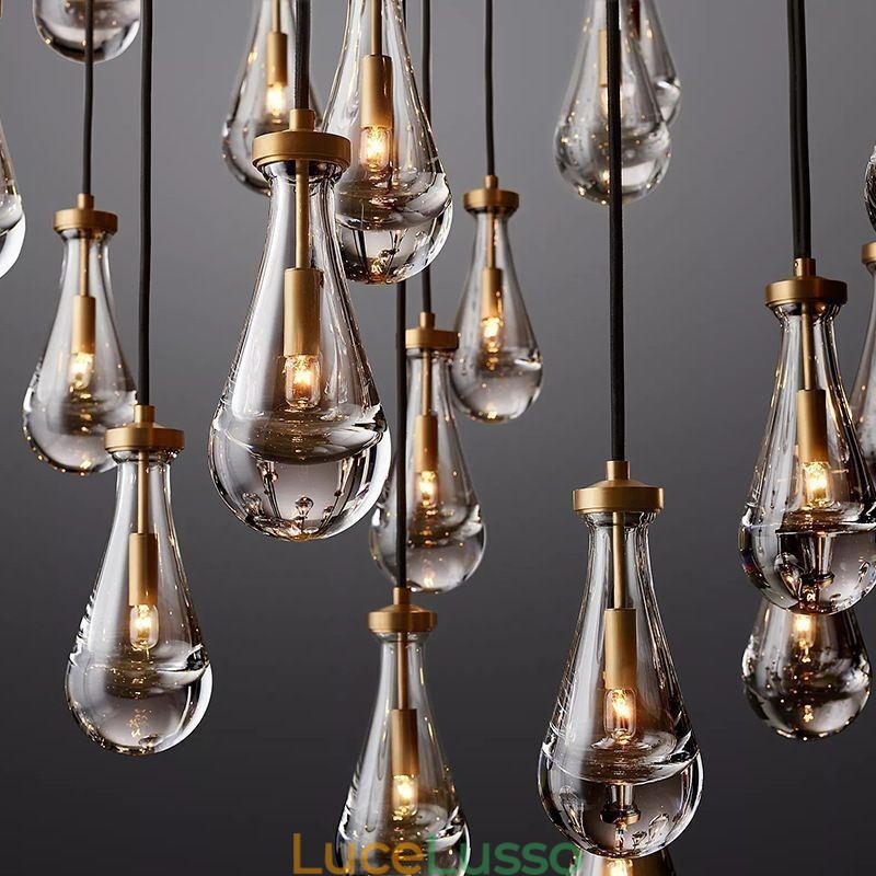 Lampada a sospensione a goccia d'acqua, moderna, minimalista, in rame, arte, lampada da soffitto