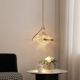 Lampada a sospensione moderna minimalista in ferro battuto e vetro lava