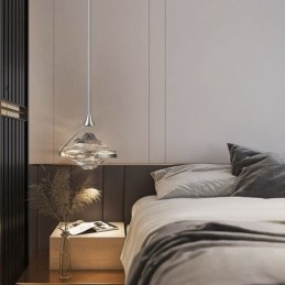 Lampada a sospensione moderna minimalista in ferro battuto e vetro lava