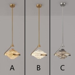Lampada a sospensione moderna minimalista in ferro battuto e vetro lava