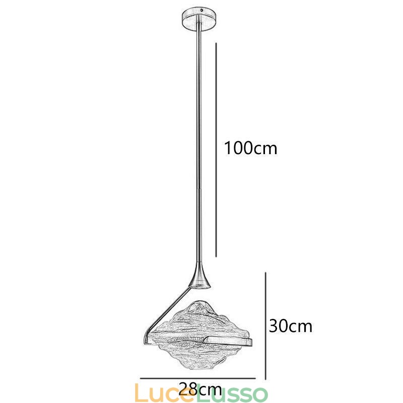 Lampada a sospensione moderna minimalista in ferro battuto e vetro lava