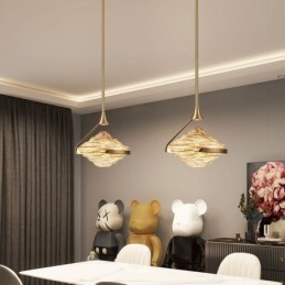 Lampada a sospensione moderna minimalista in ferro battuto e vetro lava