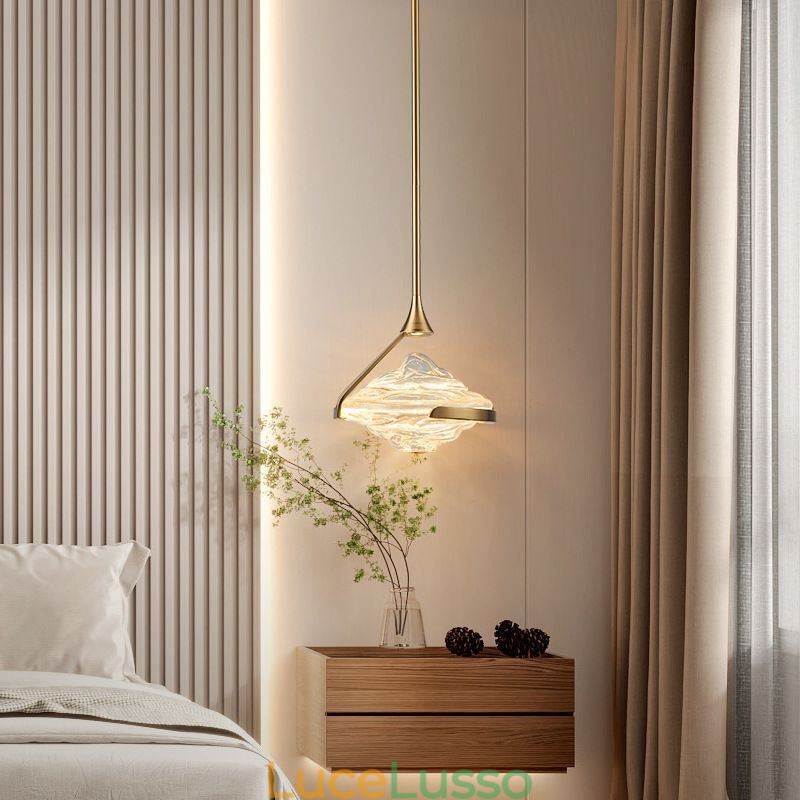 Lampada a sospensione moderna minimalista in ferro battuto e vetro lava