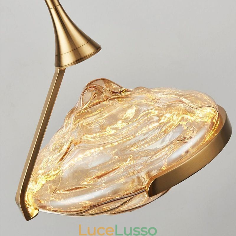 Lampada a sospensione moderna minimalista in ferro battuto e vetro lava