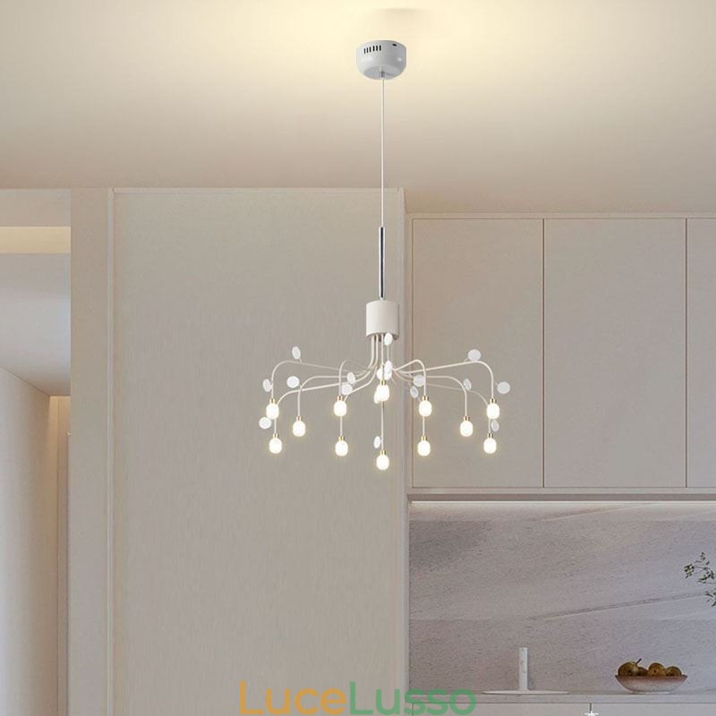 Lampada a sospensione Nordic Creative Lampada da soffitto bianca naturale 14 luci