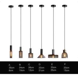 Lampada a sospensione nera, griglia in cemento, lampada da soffitto retrò country