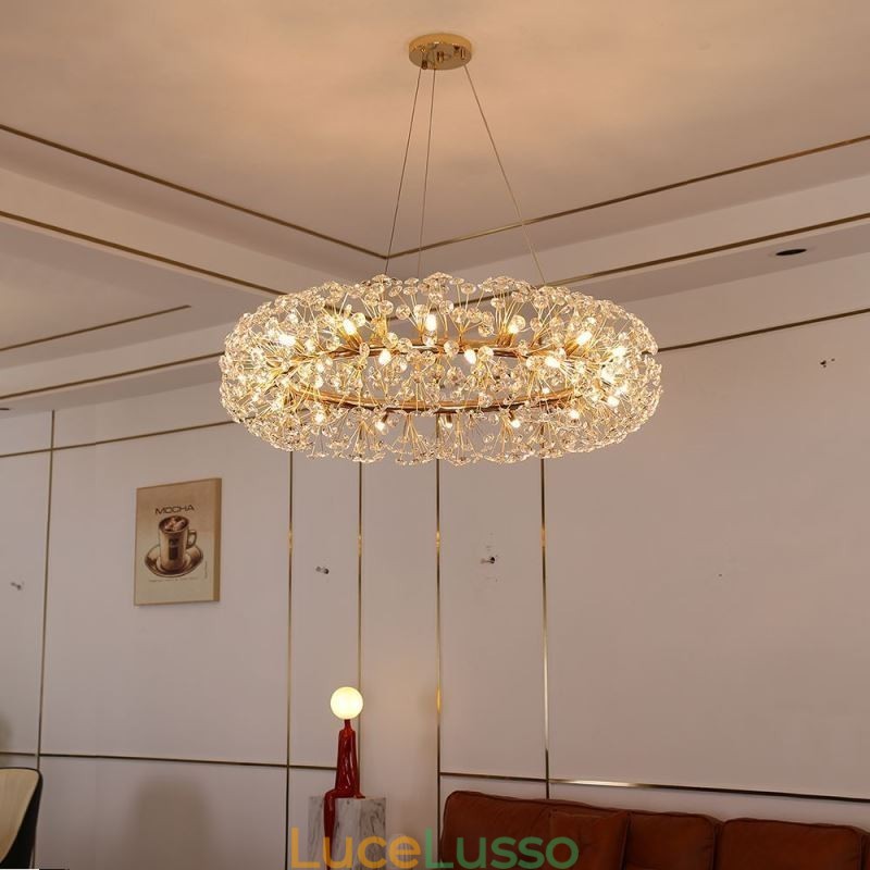 Lampada a sospensione moderna minimalista in ferro battuto circolare a forma di fiore di sole