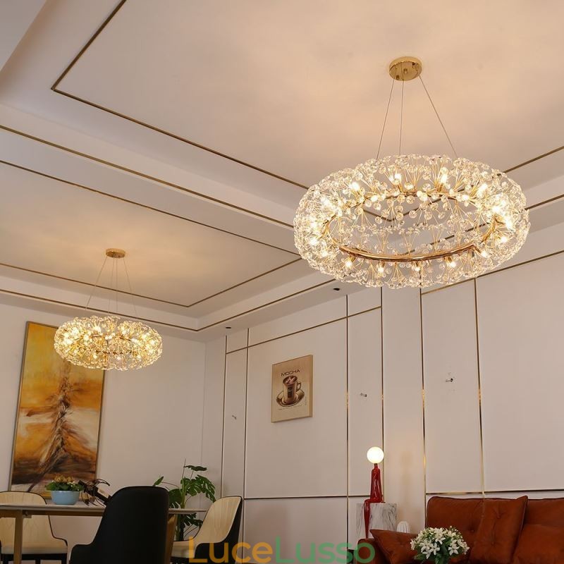 Lampada a sospensione moderna minimalista in ferro battuto circolare a forma di fiore di sole