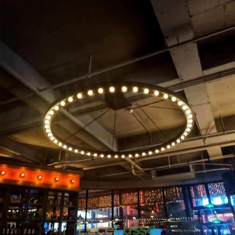 Lampada a sospensione americana, lampada da soffitto con decorazione in ferro battuto retrò