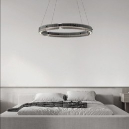 Lampada a sospensione circolare 60 80CM Lampada da soffitto in vetro dimmerabile con telecomando