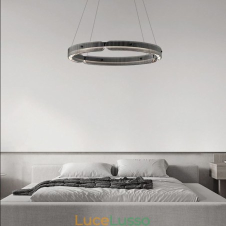 Lampada a sospensione circolare 60 80CM Lampada da soffitto in vetro dimmerabile con telecomando Lampada a sospensione circolare 60 80CM Lampada da soffitto in vetro dimmerabile con telecomando