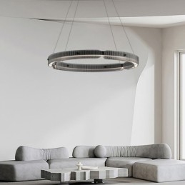 Lampada a sospensione circolare 60 80CM Lampada da soffitto in vetro dimmerabile con telecomando