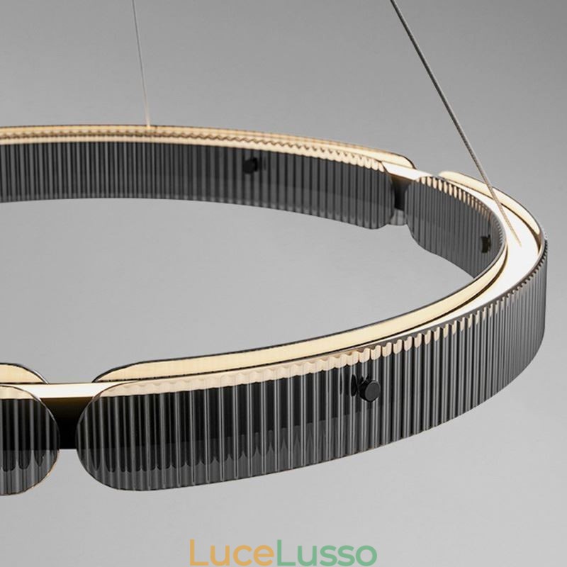 Lampada a sospensione circolare 60 80CM Lampada da soffitto in vetro dimmerabile con telecomando