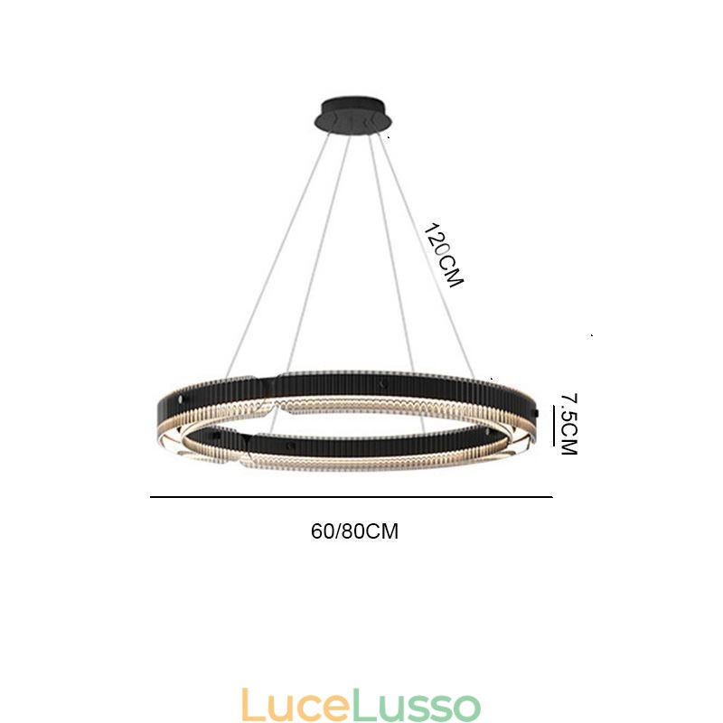 Lampada a sospensione circolare 60 80CM Lampada da soffitto in vetro dimmerabile con telecomando