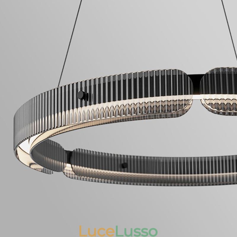 Lampada a sospensione circolare 60 80CM Lampada da soffitto in vetro dimmerabile con telecomando