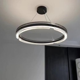Lampada a sospensione circolare 60 80CM Lampada da soffitto in vetro dimmerabile con telecomando
