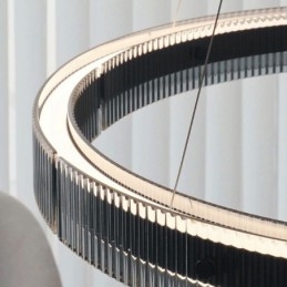 Lampada a sospensione 60+80CM Doppio cerchio Lampada da soffitto in vetro Regolabile in continuo con telecomando