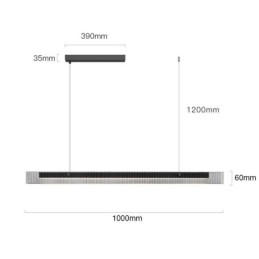 Lampada a sospensione 100CM Lampada da soffitto in vetro dimmerabile con telecomando