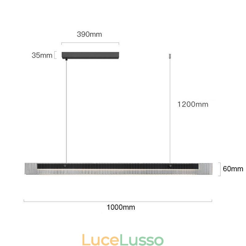 Lampada a sospensione 100CM Lampada da soffitto in vetro dimmerabile con telecomando
