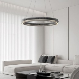 Lampada a sospensione in vetro 60 80CM Lampada da soffitto circolare dimmerabile con telecomando