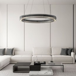 Lampada a sospensione in vetro 60 80CM Lampada da soffitto circolare dimmerabile con telecomando