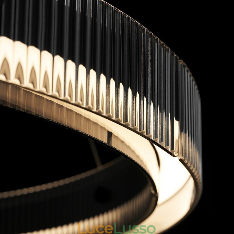 Lampada a sospensione in vetro 60 80CM Lampada da soffitto circolare dimmerabile con telecomando