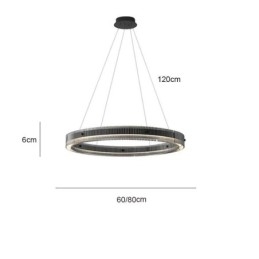 Lampada a sospensione in vetro 60 80CM Lampada da soffitto circolare dimmerabile con telecomando
