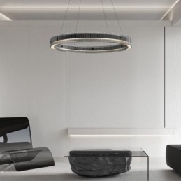 Lampada a sospensione in vetro 60 80CM Lampada da soffitto circolare dimmerabile con telecomando
