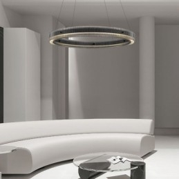 Lampada a sospensione in vetro 60 80CM Lampada da soffitto circolare dimmerabile con telecomando