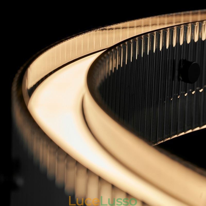 Lampada a sospensione in vetro 60 80CM Lampada da soffitto circolare dimmerabile con telecomando