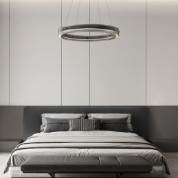 Lampada a sospensione in vetro 60 80CM Lampada da soffitto circolare dimmerabile con telecomando